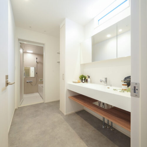 色調の統一感があるサニタリールーム